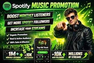 increase spotify monthly listener, spotify music promotion, spotify followers