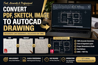 convert PDF, sketch, image to autocad drawing