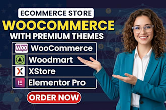 create ecommerce online store with woocommerce woodmart, xstore, elementor pro