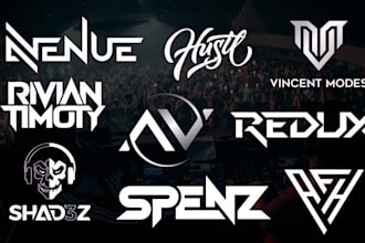 design music, dj band, typography, record and font logo for you