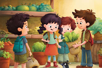 children story book illustration, children story