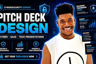 design  cyber security investor pitch deck  tech startup pitch deck, fundraising