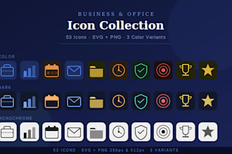modern flat business icons pack for app website UI design