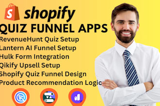 setup shopify quiz funnel apps revenuehunt lantern ai hulk quikify quizell apps