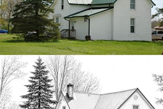 create building and architectural sketch from photo