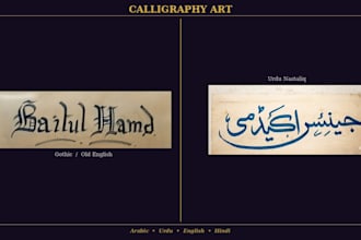 write beautiful english, urdu and arabic calligraphy