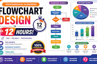 design flowcharts, pie charts, roadmap and illustrations