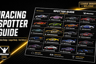 design a custom iracing spotter guide for leagues, drivers, team, livery bundle