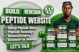 build wordpress research peptide store and peptide marketing funnel with seo