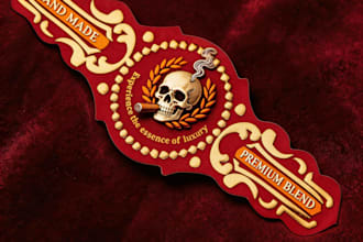 do luxury vintage cigar band label logo for premium packaging artwork
