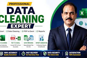 do data cleaning, data deduplication, PDF to excel conversion
