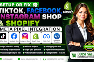 build shopify store fix tiktok shop facebook instagram shop meta pixel marketing
