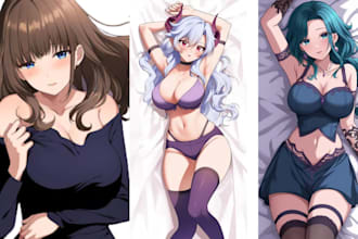 draw custom anime style dakimakura body pillow illustration for your character