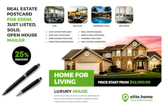 create high converting real estate postcard eddm mailer just listed sold design