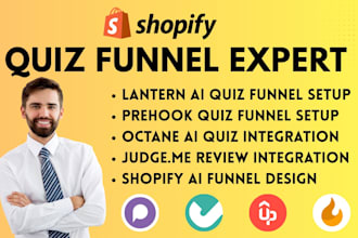 design shopify ai quiz funnel lantern ai tangent judgeme prehook apps octane ai