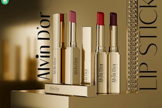 create beauty product, cream, lipstick, skin care label and packaging design