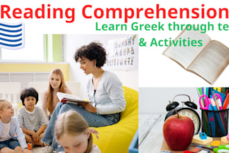 create greek reading comprehension texts and critical questions for kids