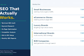 do SEO audit keyword research and on page optimization