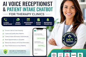 build ai voice receptionist, medical patient intake chatbot for therapy clinics