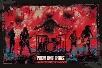 make an illustrated design for a music band or movie poster