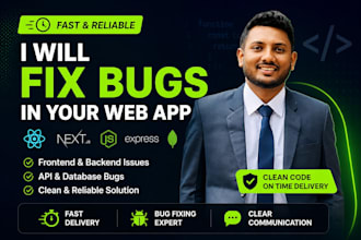 fix bugs in react next js node js web app