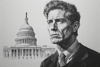 make a gorgeous a hedcut wsj portrait style from photo