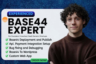 migrate base44 to wordpress, base44 bug fixing, publish and deploy base44 app