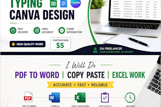 do data entry, typing, canva design and simple graphic work