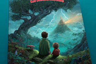 design whimsical children book cover with fairytale