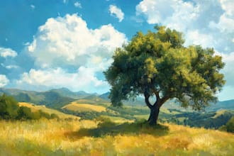 digitally oil painting landscape