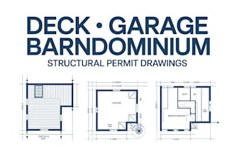 design structural drawings for garage addition, deck and barndominium permit