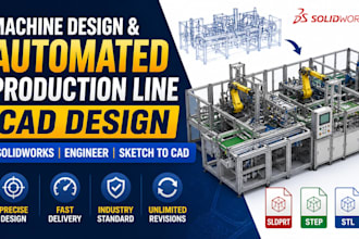 create machine design, automated production line cad, solidwork engineer sketch