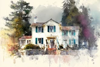 paint watercolor house portrait