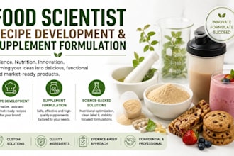 do food scientist, recipe development, supplement formulation