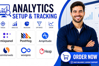 setup analytics and tracking mixpanel posthog amplitude similarweb woopra heap