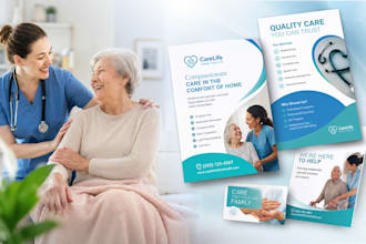 design medical health care home care flyer any one pager marketing materials