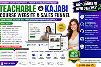 design teachable website kajabi online courses website online school website