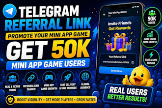 grow 80k targeted mini app p2e game users via telegram referral link promotion