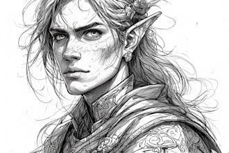 do fantasy character sketch for you