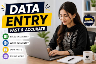 do fast data entry, pdf  to excel, copy paste , data cleaning