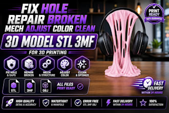 fix hole repair broken mech adjust color clean 3d model stl 3mf for 3d printing