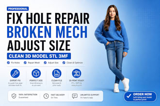 fix hole repair broken mech adjust size clean 3d model stl 3mf for 3d printing