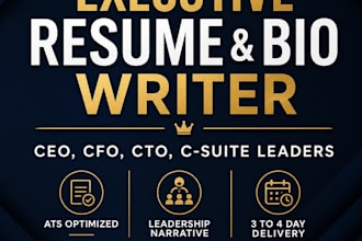 write a professional executive resume and bio for CEO cfo cto and senior leader