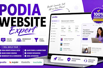 build podia website online course membership site kajabi thinkific teachable