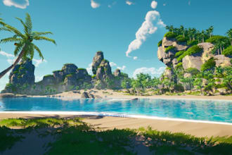 create 3d unreal engine environment, metaverse environment, terrain map for game