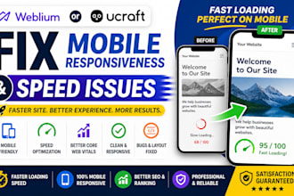 fix mobile responsiveness and speed issues on weblium duda ucraft website