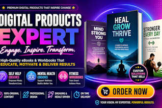 design digital products, self help ebook, mental health ebook, fitness workbook