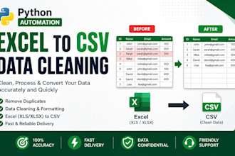 clean excel data remove duplicates and convert to CSV