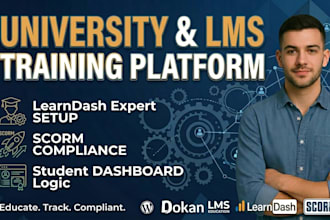 design wordpress university website lms training platform with learndash scorm