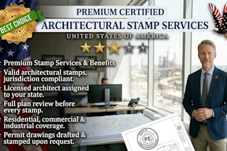 licensed california texas wa florida ny architectural stamp seal permit drawings